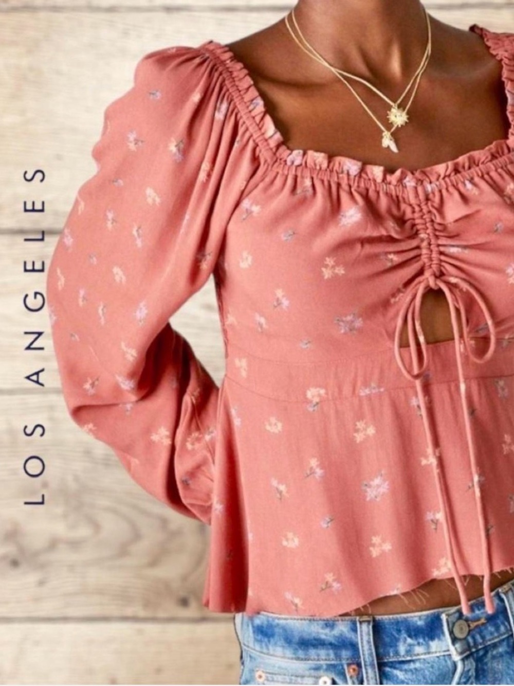 Lucky Brand Floral Ruched Front Top Size XXL